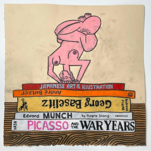 Still Life with Picasso Sculpture On Art Books